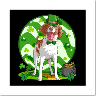 Brittany Dog St Patricks Day Leprechaun Posters and Art